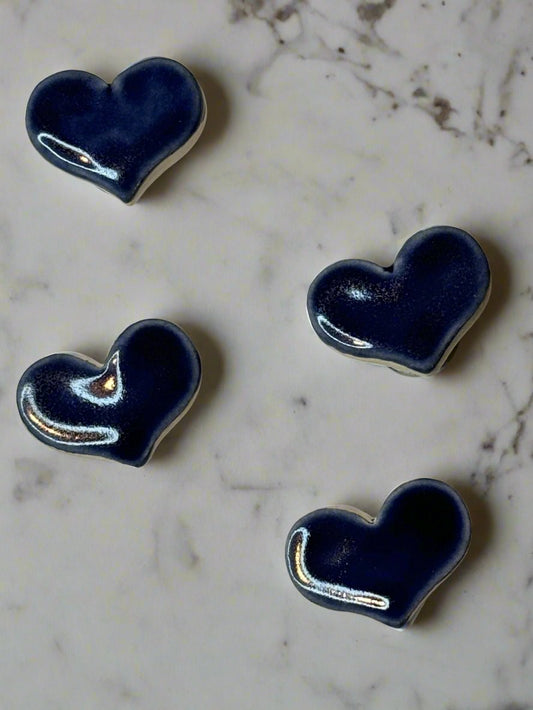 Navy Heart Magnet Set